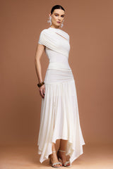Short Sleeves Folds Top And Skirt Two-Piece Set