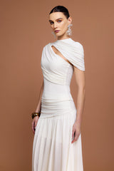 Short Sleeves Folds Top And Skirt Two-Piece Set