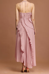 Sleeveless Folds Maxi Dress in Light Pink
