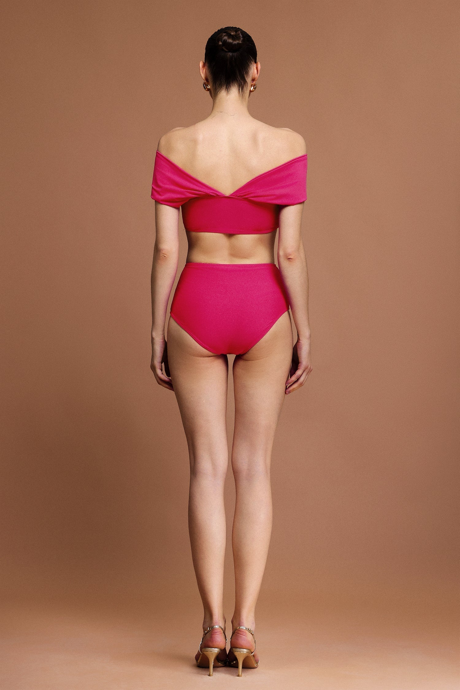 Off-Shoulder Folds Mini Swimwear Two-Piece Set