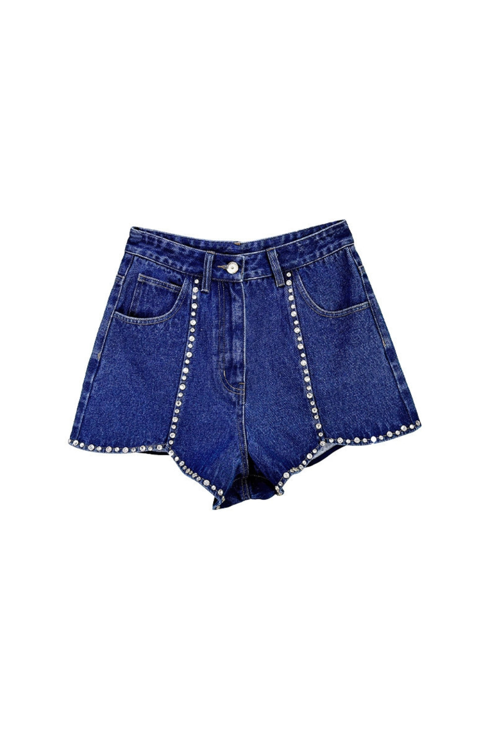 Rhinestone Denim Shorts in Blue