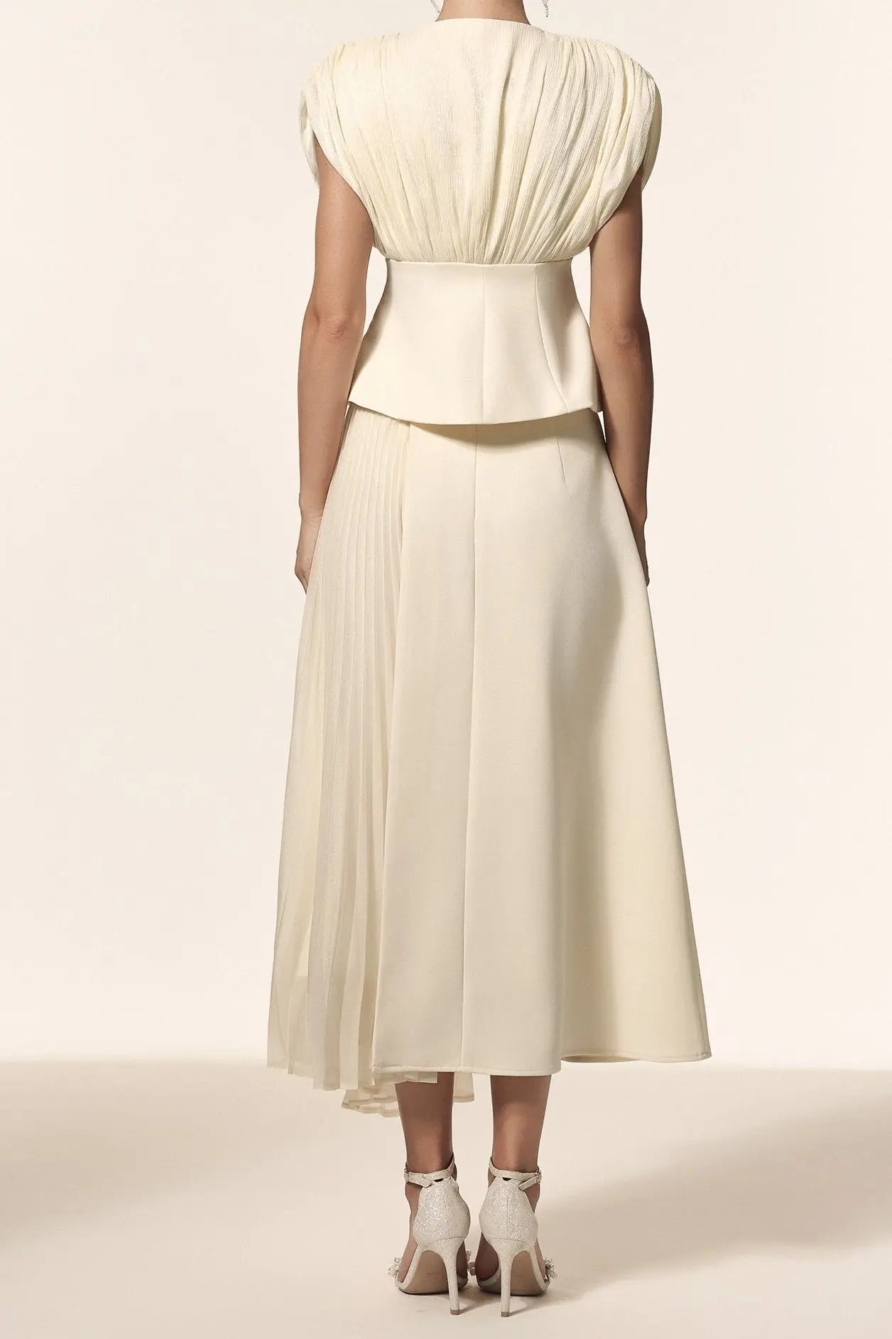 V-Neck Sleeveless Folds Top And Skirt Two-Piece Set