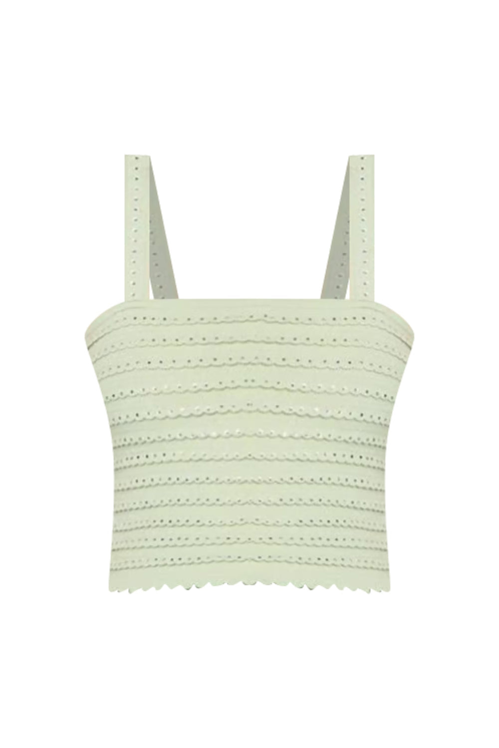 Rhinestone Trim Knit Crop Top in Almond Green