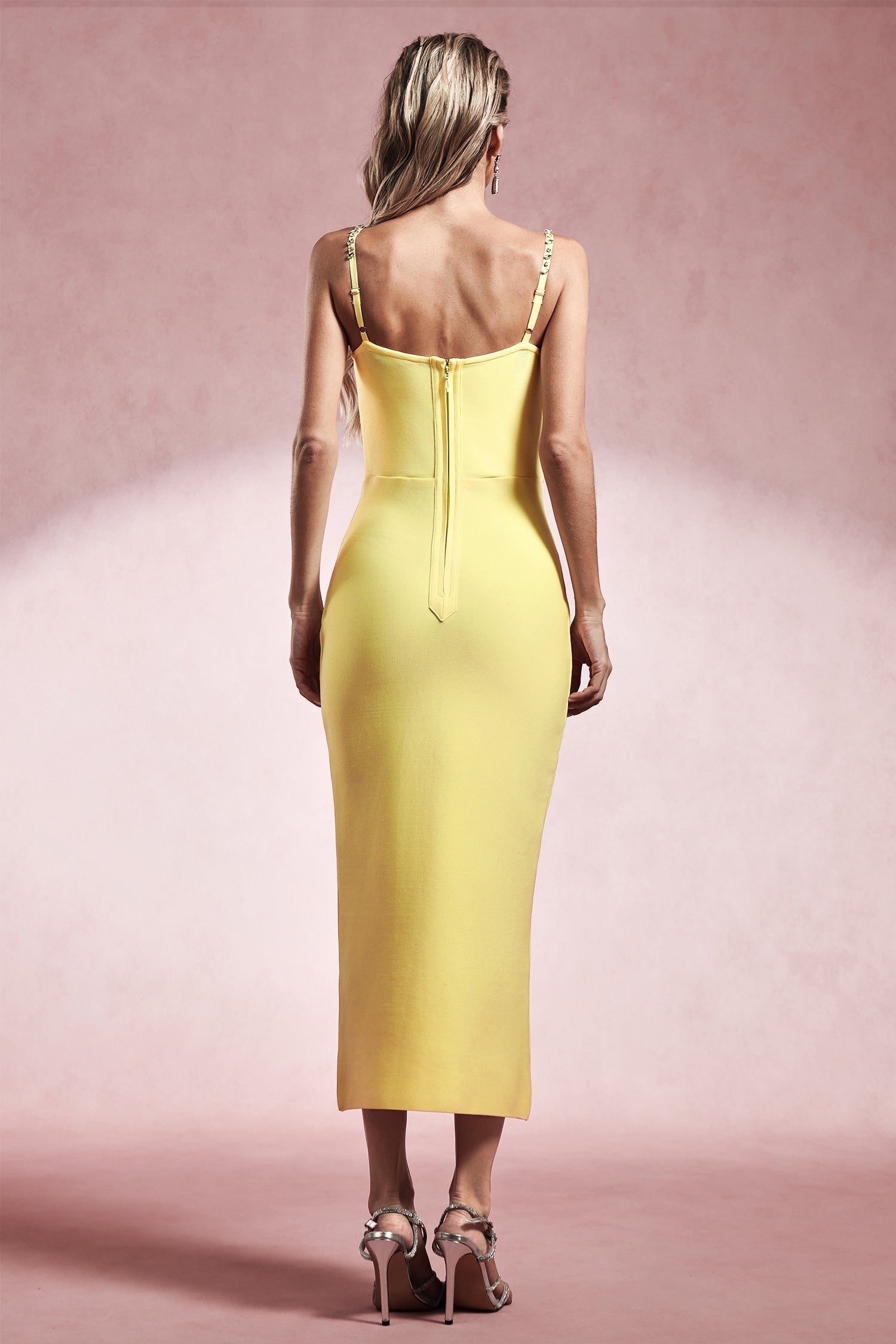 Sleeveless Diamond Bandage Midi Dress