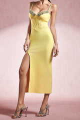 Sleeveless Diamond Bandage Midi Dress