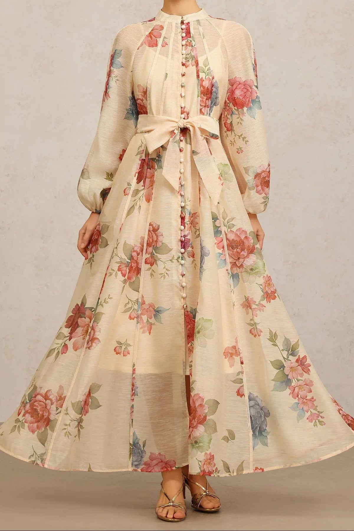 Long Sleeves Floral Printed Maxi Dress