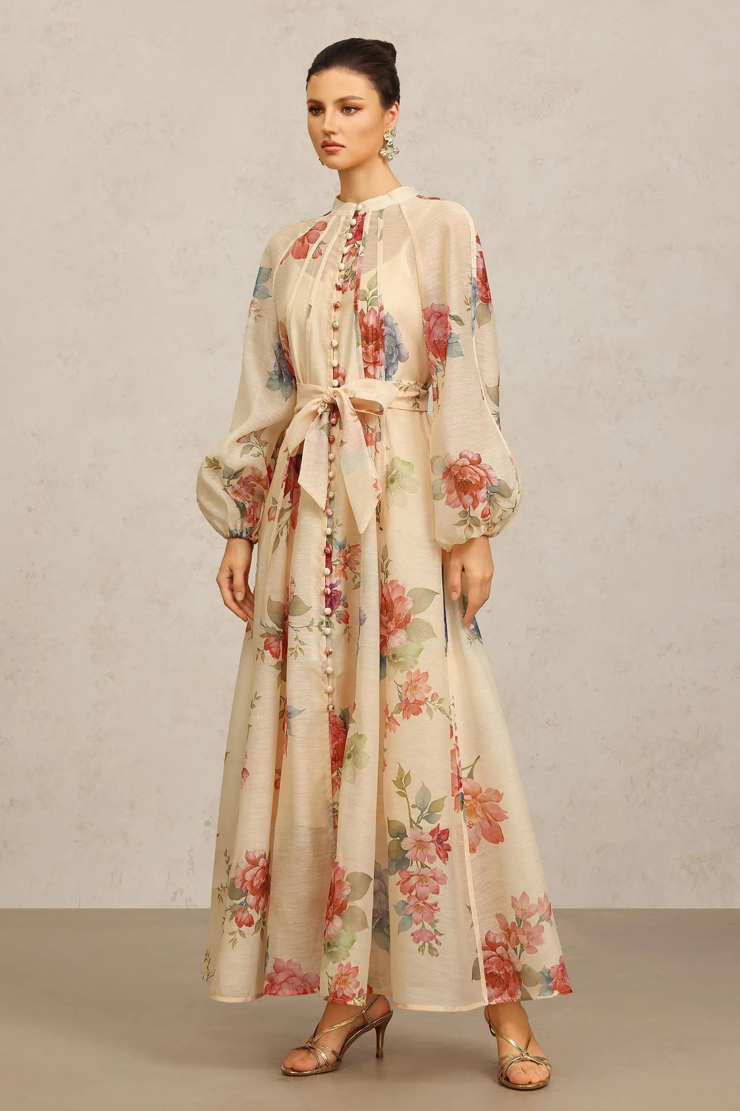 Long Sleeves Floral Printed Maxi Dress
