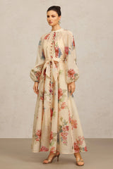 Long Sleeves Floral Printed Maxi Dress
