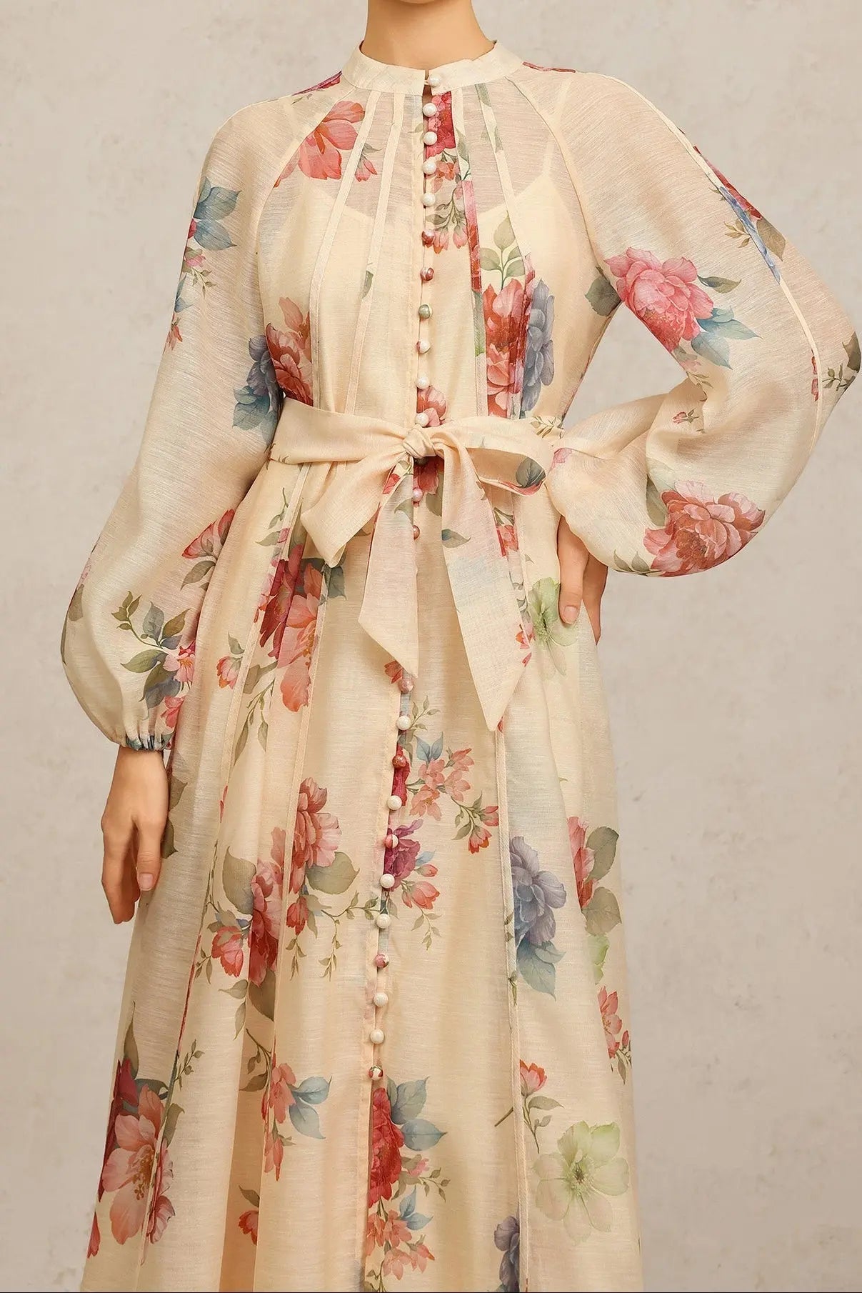 Long Sleeves Floral Printed Maxi Dress