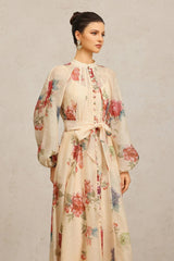 Long Sleeves Floral Printed Maxi Dress