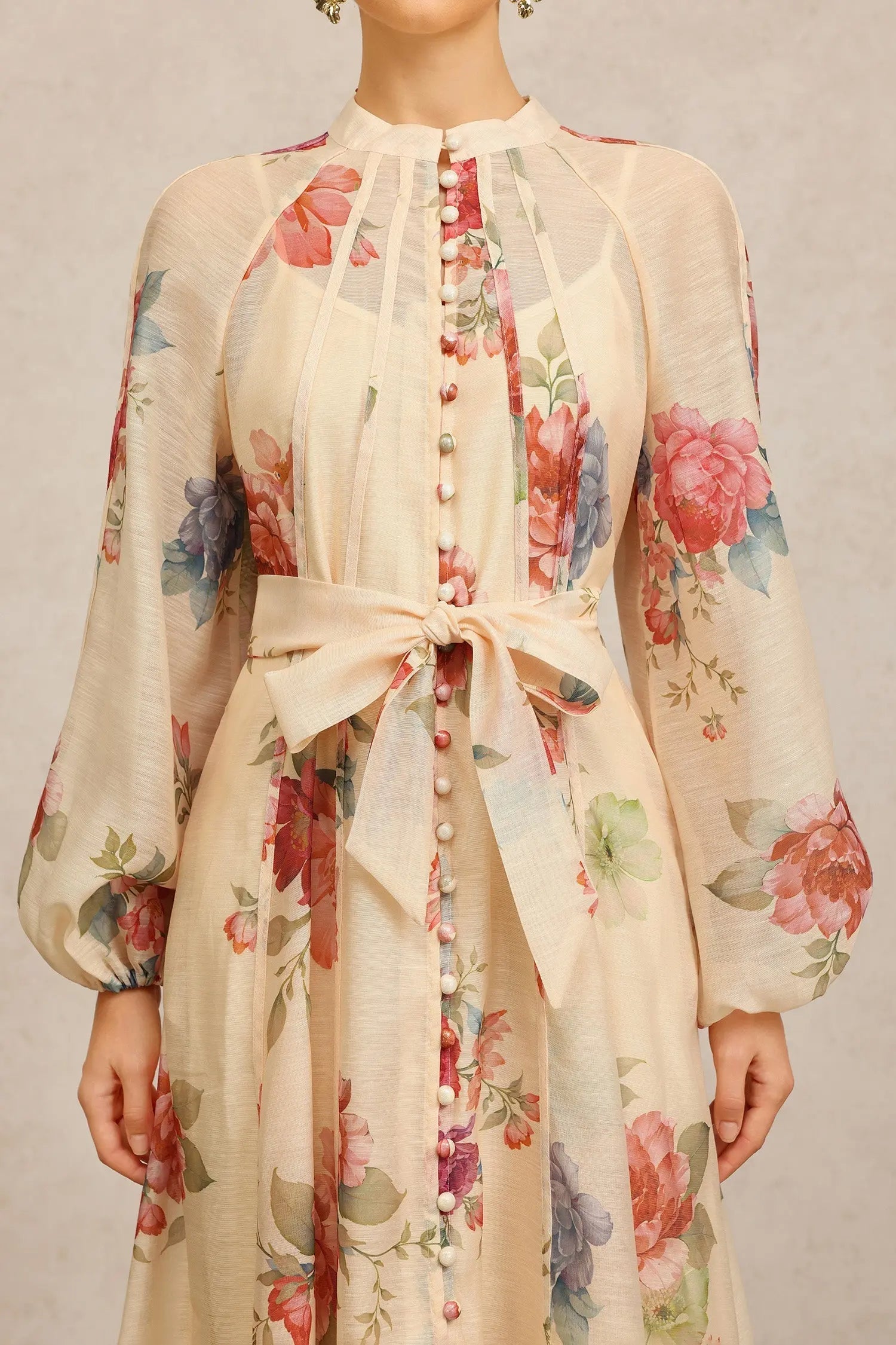 Long Sleeves Floral Printed Maxi Dress