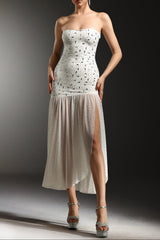 Sleeveless Diamond Midi Dress
