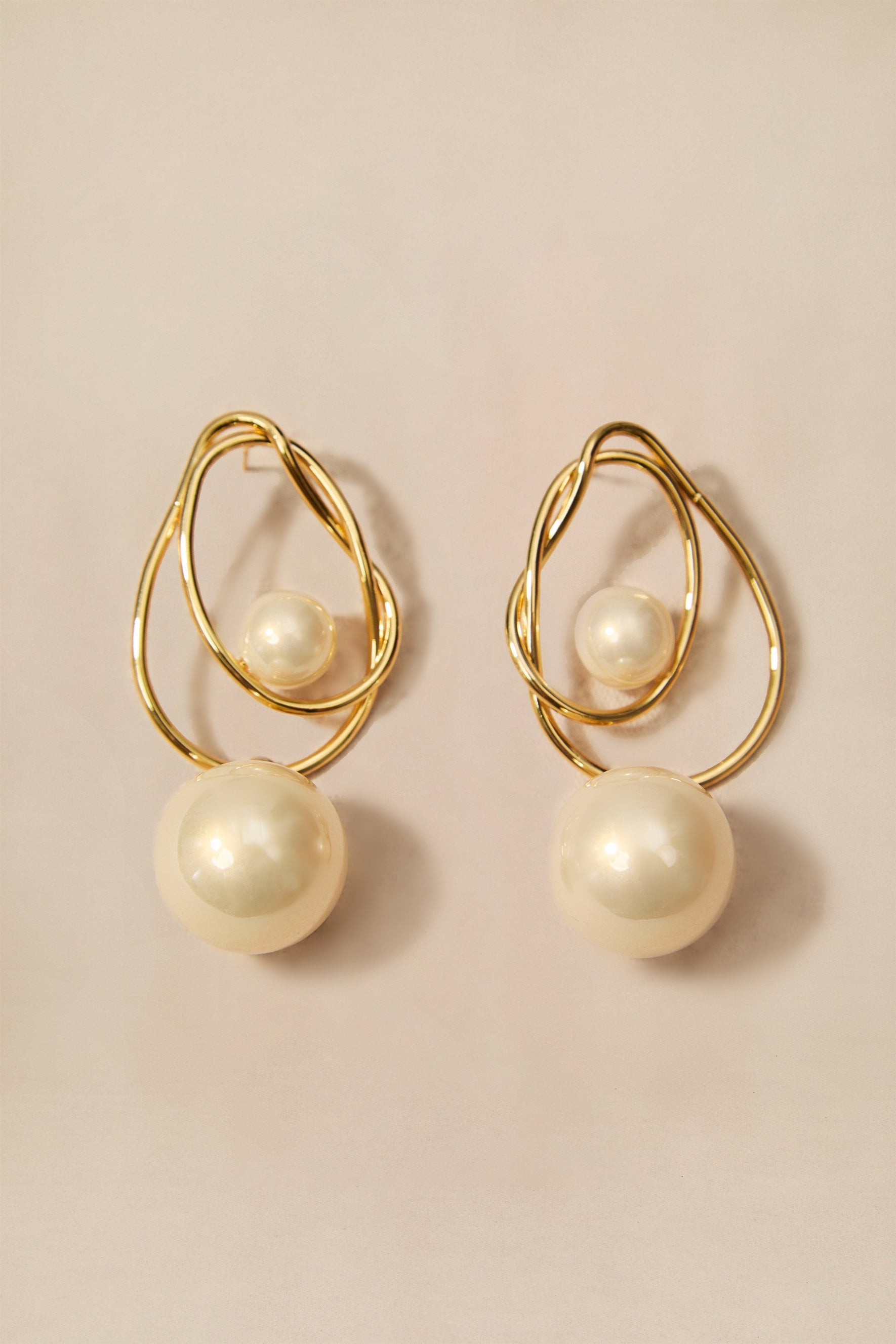Double Hoop Two-Size Drop Silver Earrings