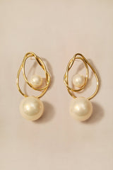 Double Hoop Two-Size Drop Silver Earrings