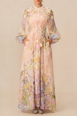Floral Print Tie Waist Maxi Dress