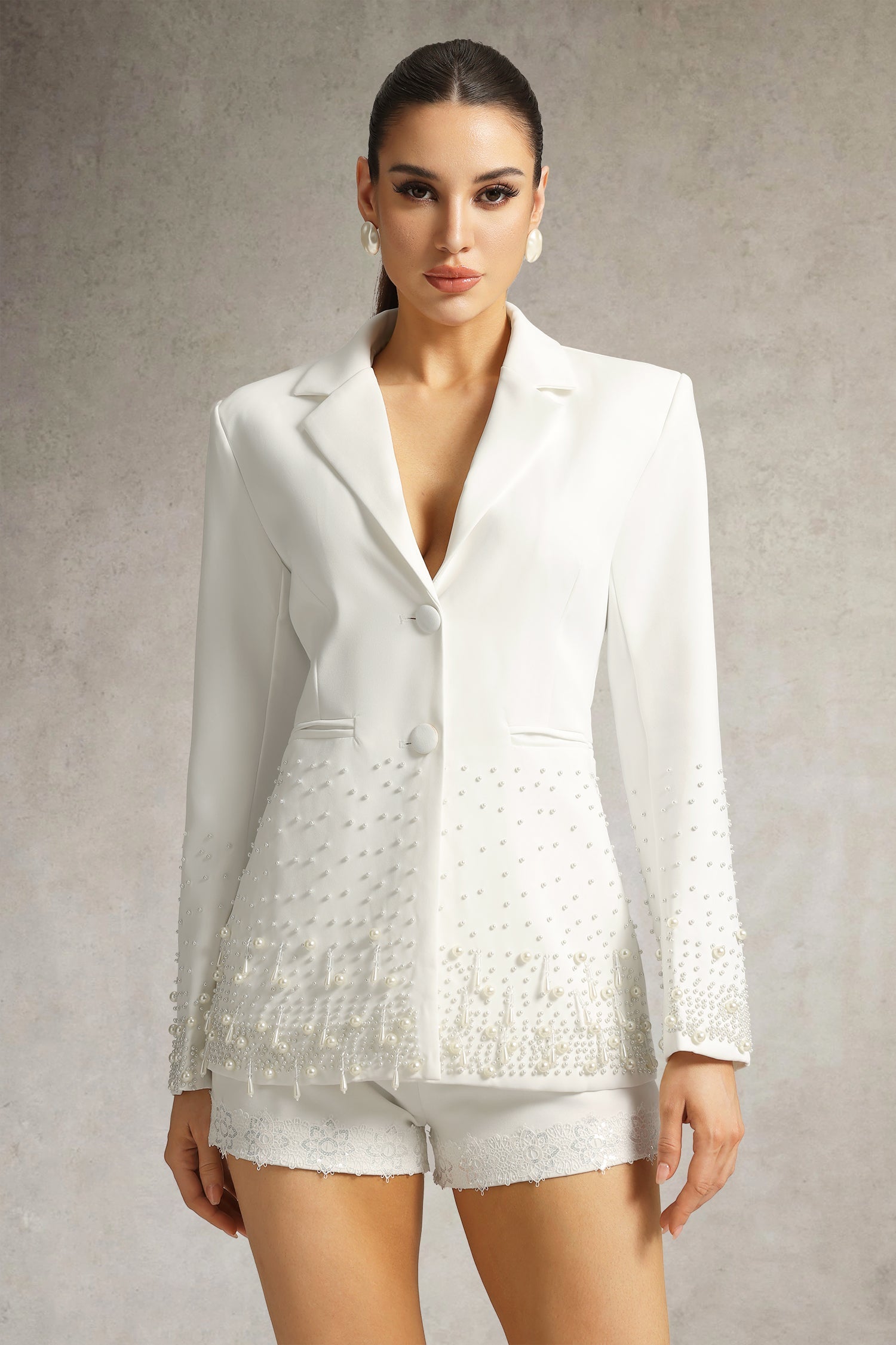 Long Sleeve Blazer in White