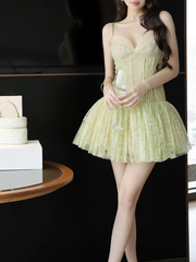 Lace Mini Dress in Green