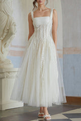 Neutral Lace Maxi Dress in White
