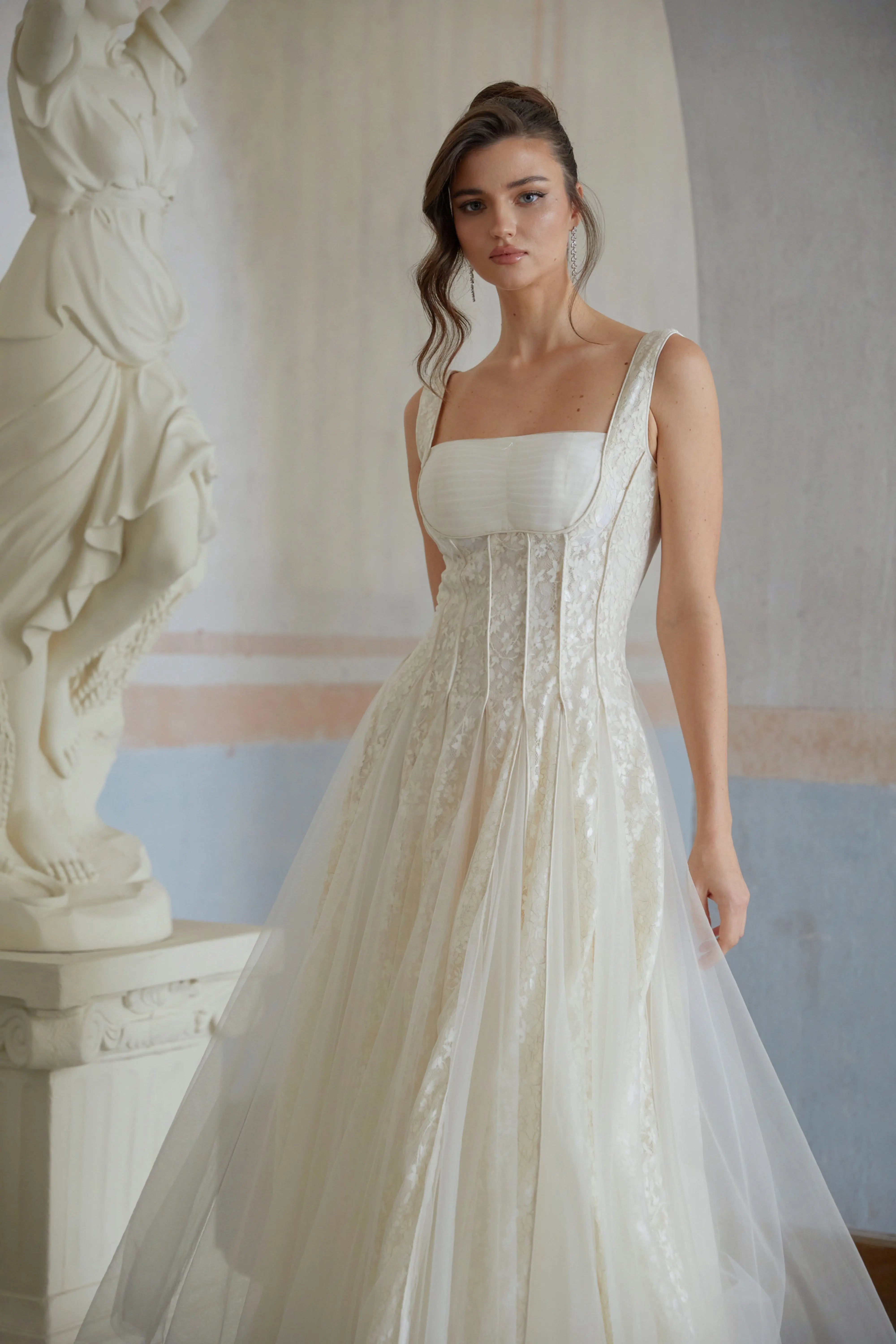 Neutral Lace Maxi Dress in White