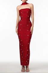 Sleeveless Wine Bandage Maxi Dress