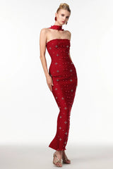 Sleeveless Wine Bandage Maxi Dress