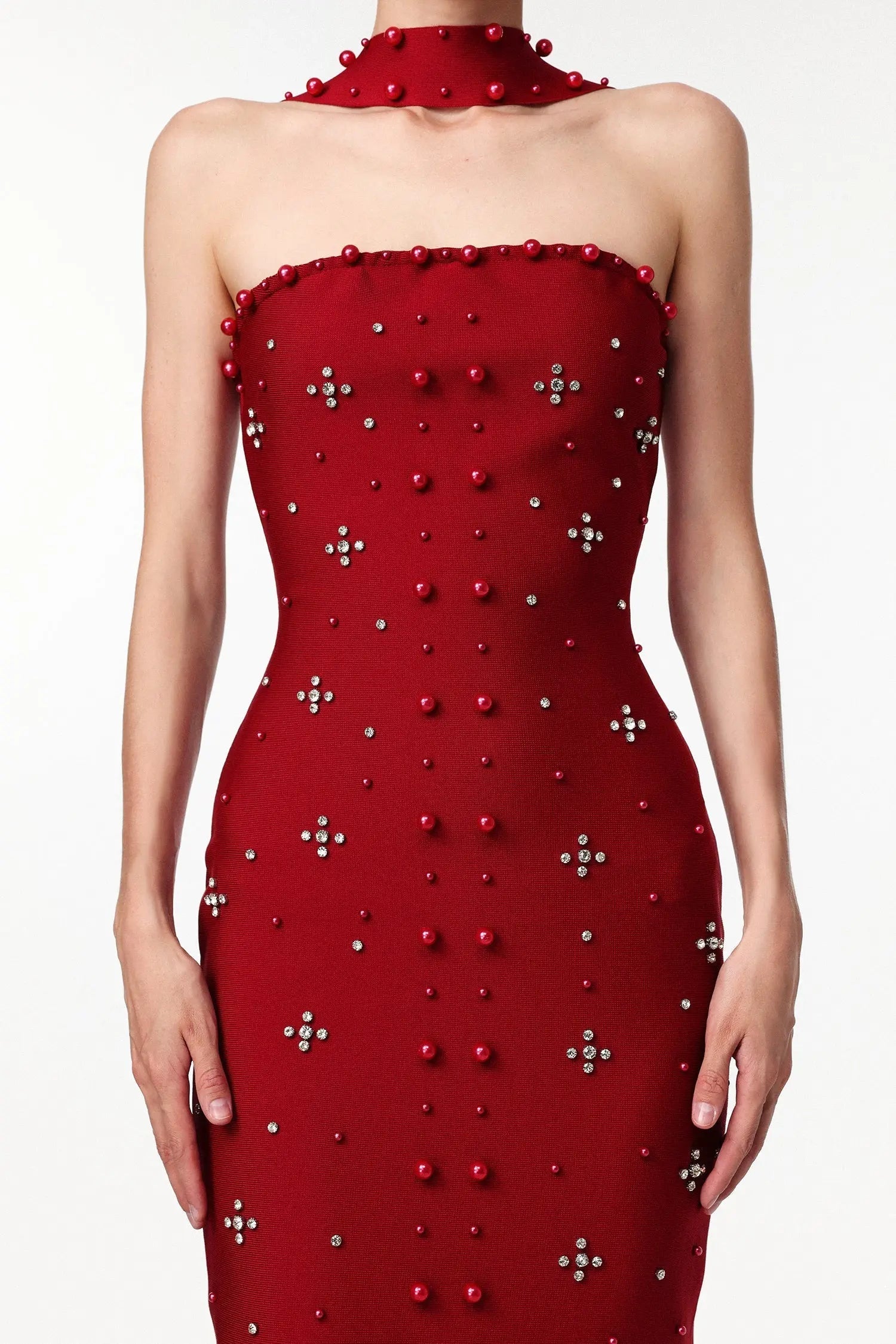 Sleeveless Wine Bandage Maxi Dress