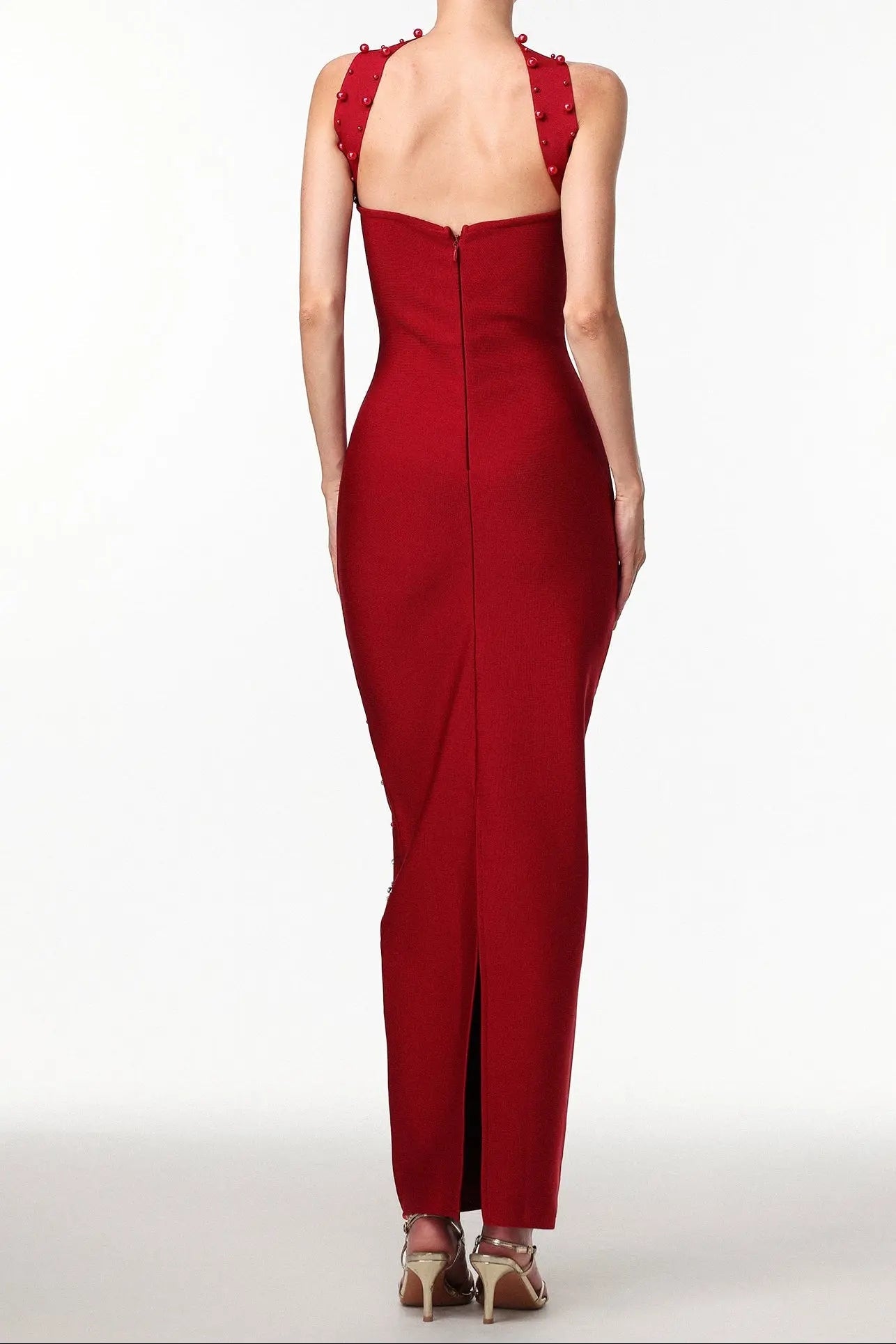 Sleeveless Wine Bandage Maxi Dress