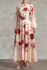 Rucifa Resort Flowy Long Sleeve Printed Woven Maxi Dress