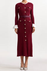 Contour Round Neck Long Sleeve Knit Maxi Dress