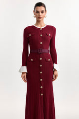 Contour Round Neck Long Sleeve Knit Maxi Dress