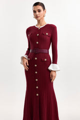 Contour Round Neck Long Sleeve Knit Maxi Dress