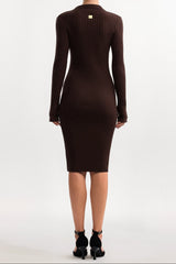 Contour V Neck Long Sleeve Knit Mini Dress