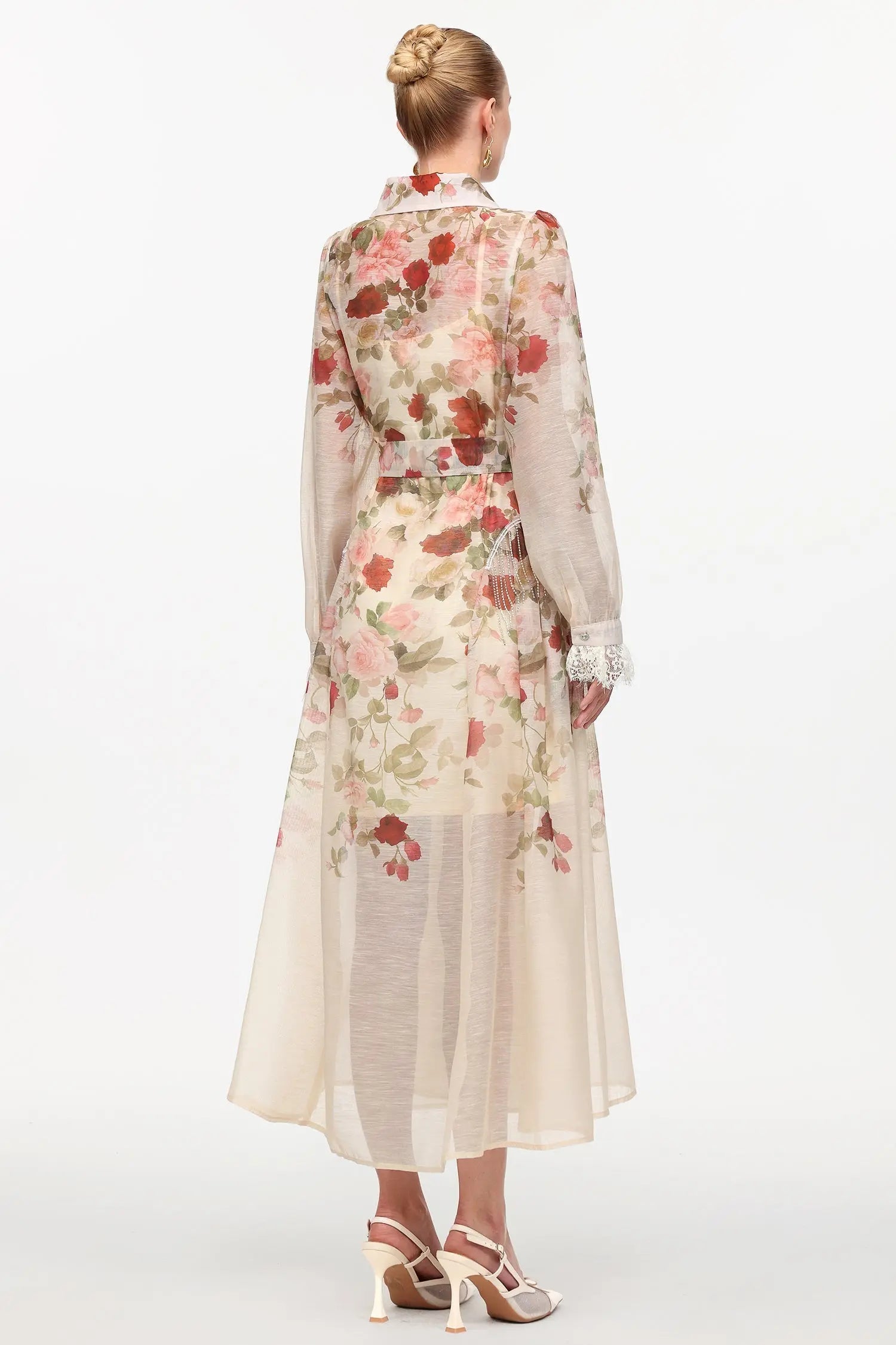 Long Sleeve Floral Printed Woven Maxi Dress