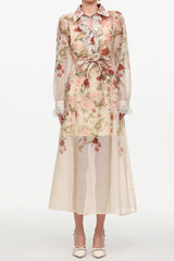 Long Sleeve Floral Printed Woven Maxi Dress