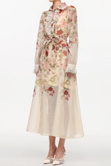 Long Sleeve Floral Printed Woven Maxi Dress