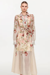 Long Sleeve Floral Printed Woven Maxi Dress
