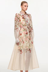 Long Sleeve Floral Printed Woven Maxi Dress