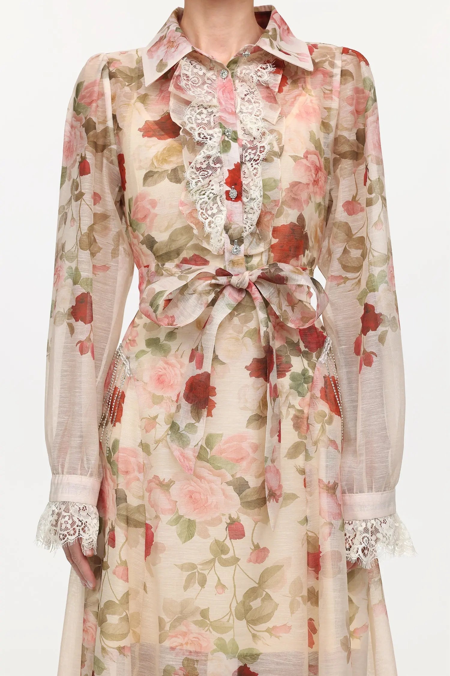 Long Sleeve Floral Printed Woven Maxi Dress
