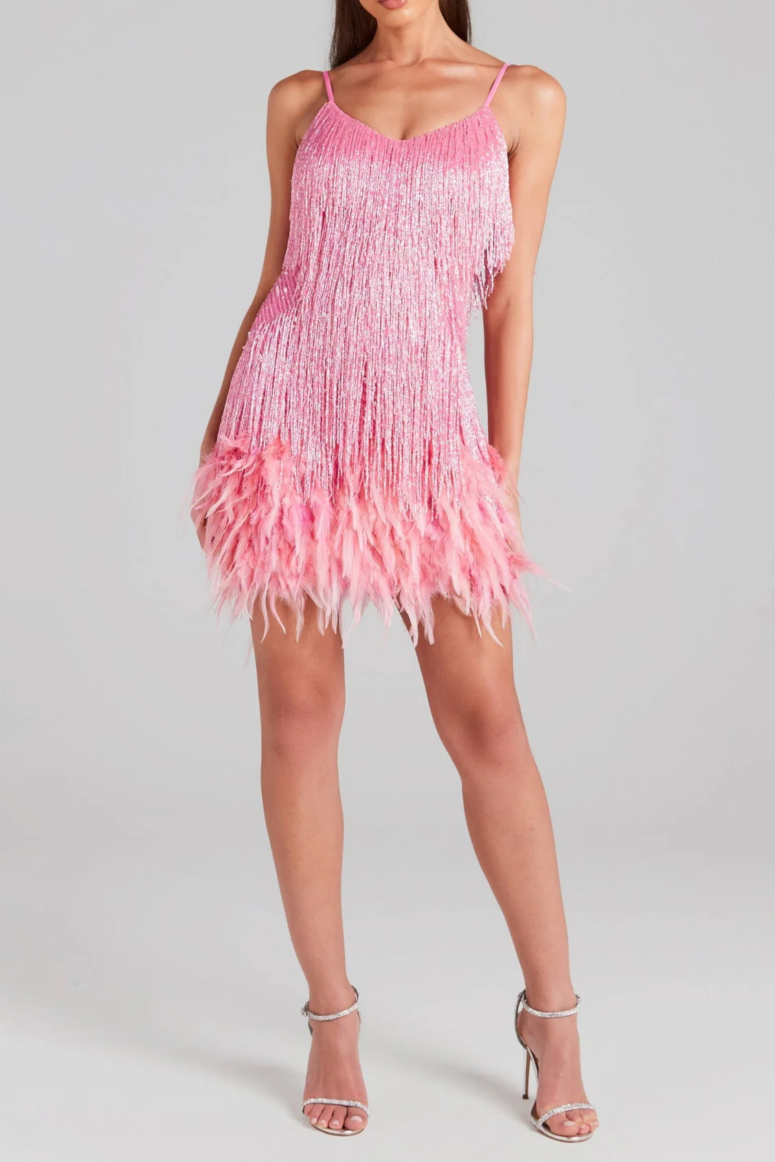 Pink Feather Mini Dress