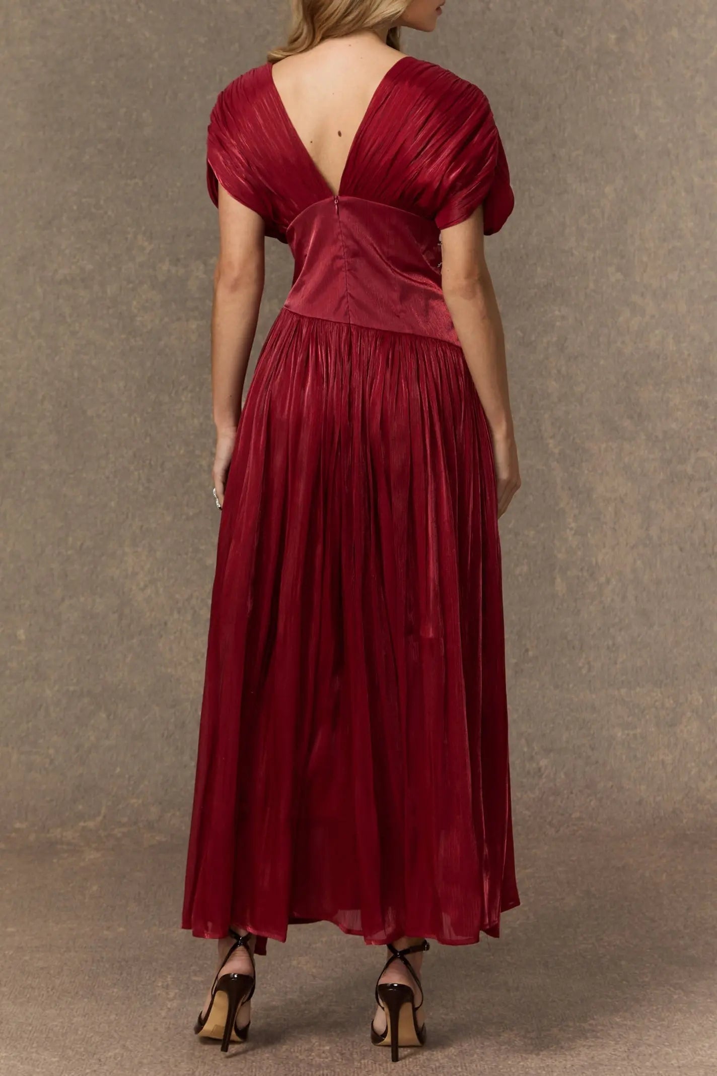 V-neck Embellished Maxi Dress