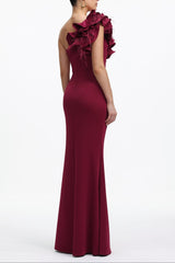 Romantic Contour One Shoulder Floral Maxi Dress