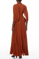 Brown Cape Sleeve Knit Maxi Dress