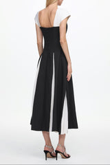 Saly Short Sleeve Contrast Woven Maxi Dress