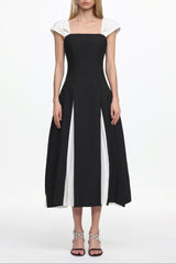 Saly Short Sleeve Contrast Woven Maxi Dress