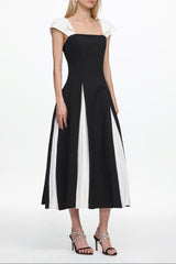 Saly Short Sleeve Contrast Woven Maxi Dress