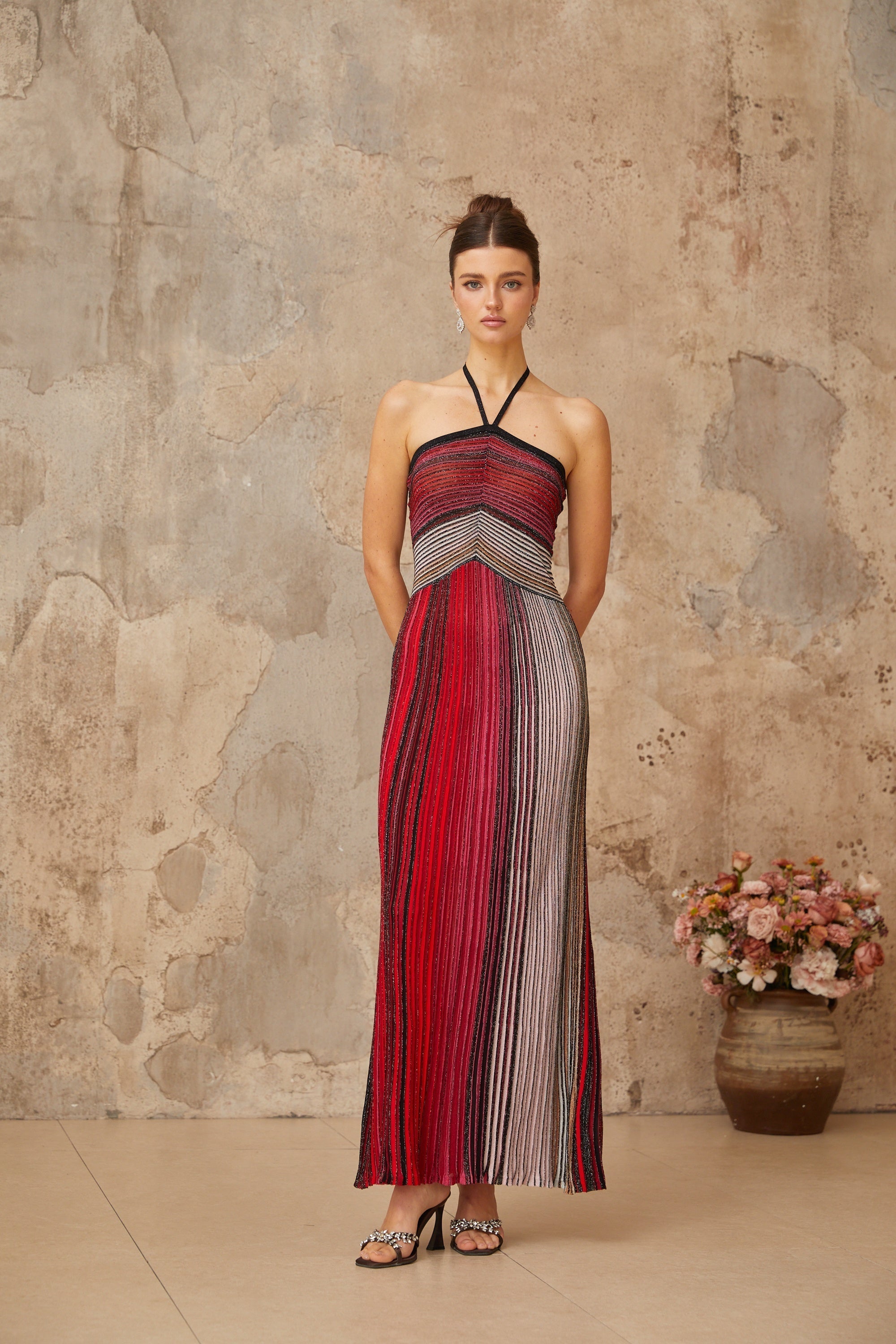 Red Knit Maxi Dress
