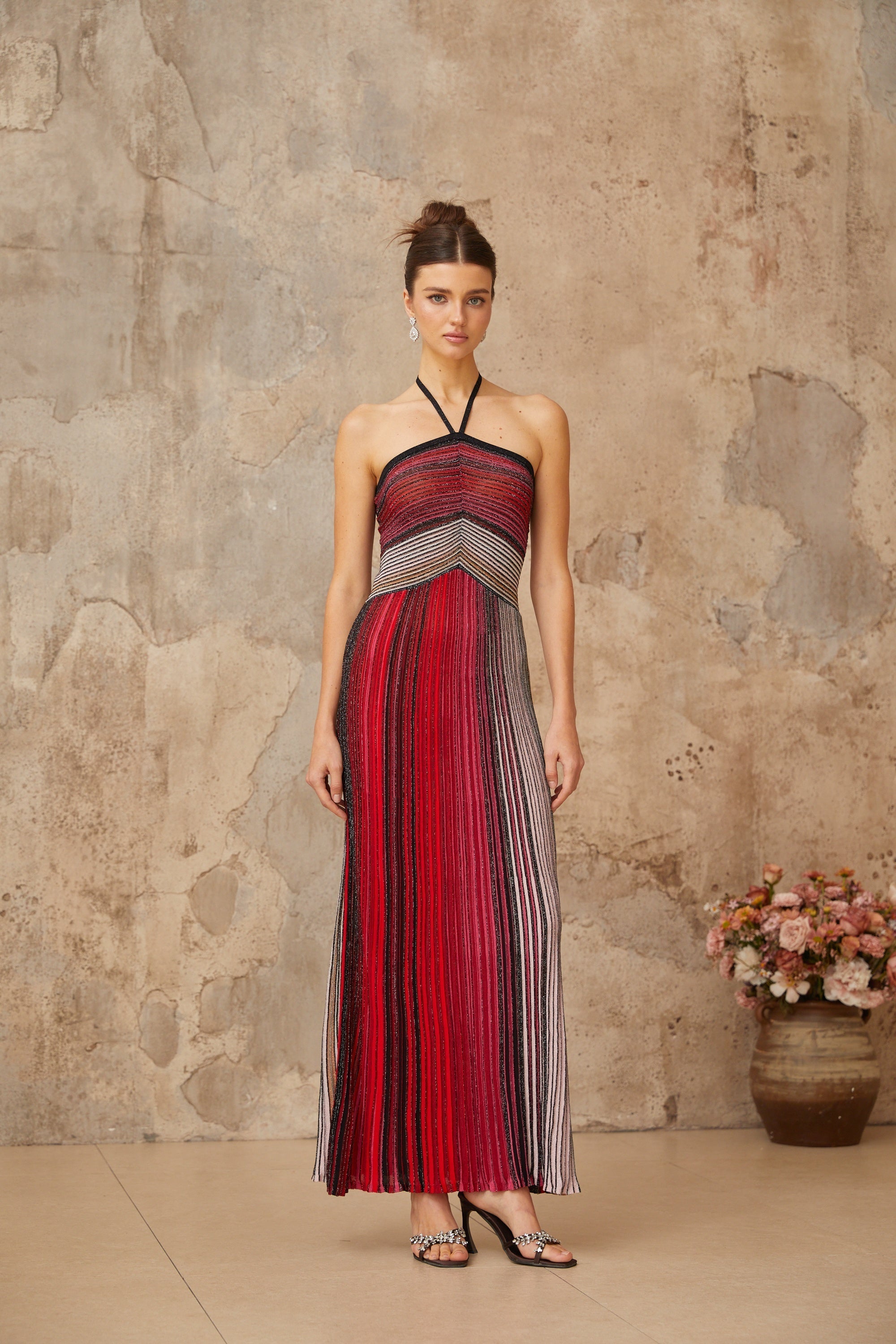 Red Knit Maxi Dress