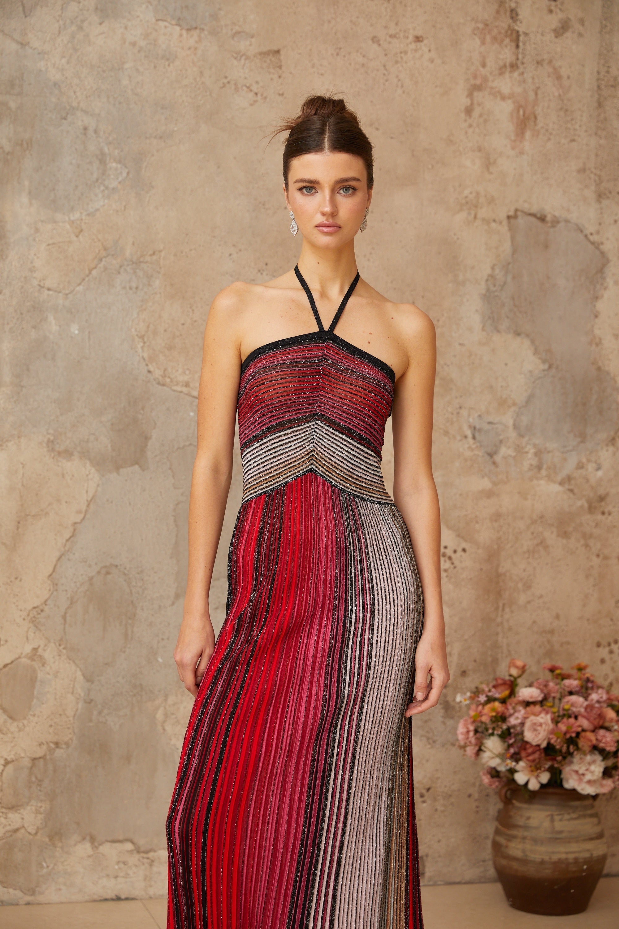 Red Knit Maxi Dress