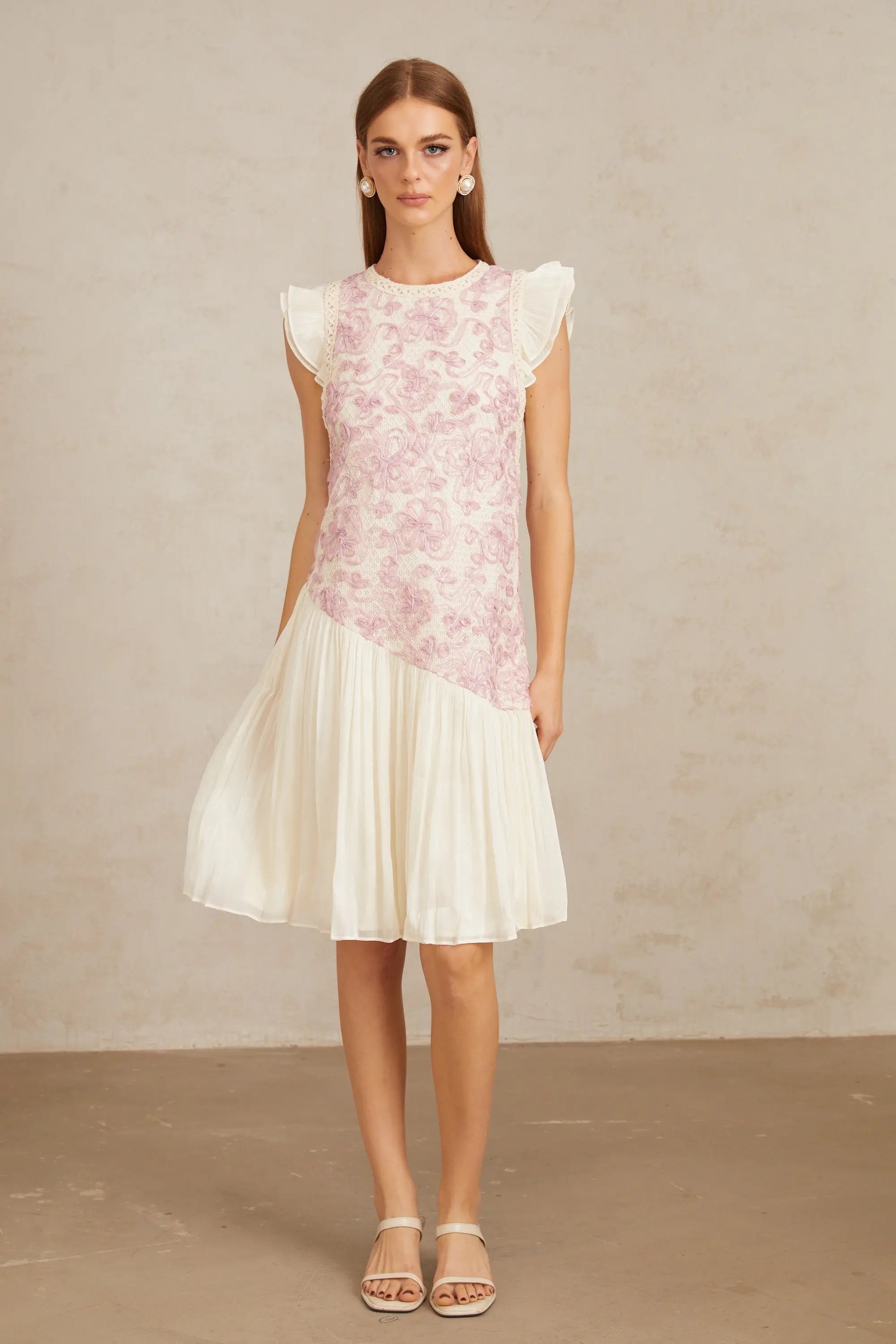 Pink Floral Midi Dress