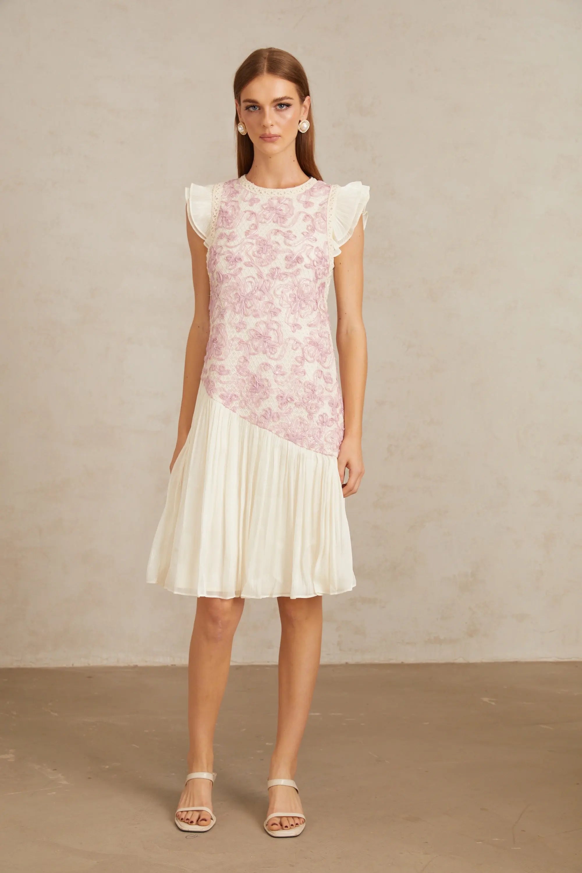 Pink Floral Midi Dress